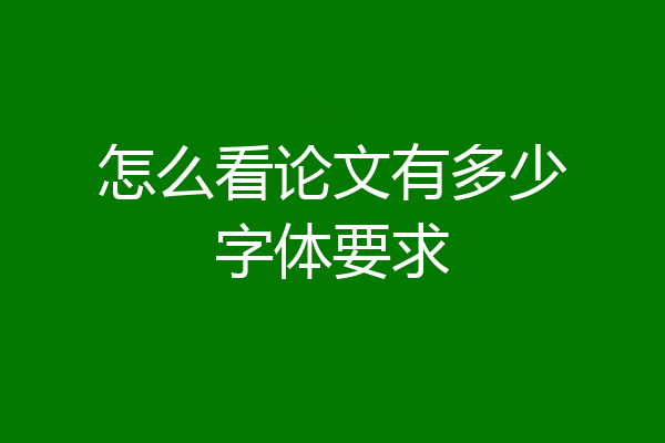 怎么看论文有多少字体要求