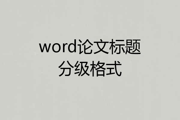 word论文标题分级格式