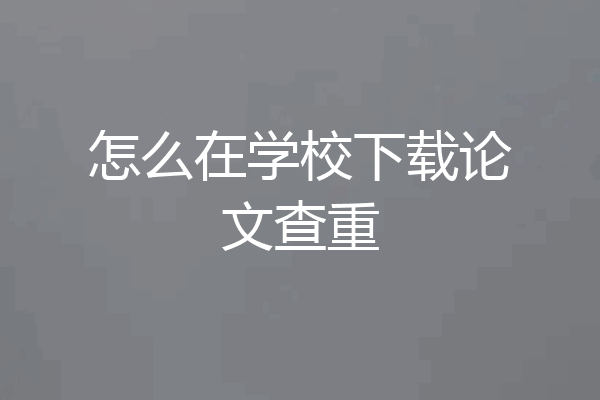 怎么在学校下载论文查重