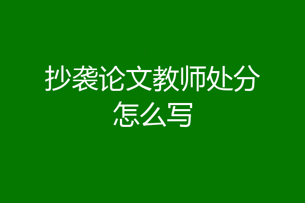 抄袭论文教师处分怎么写