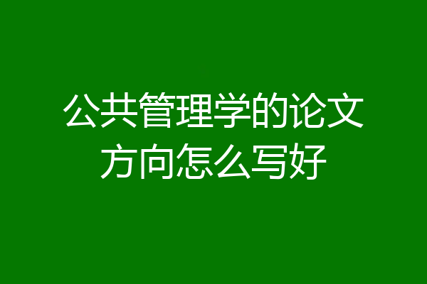 公共管理学的论文方向怎么写好