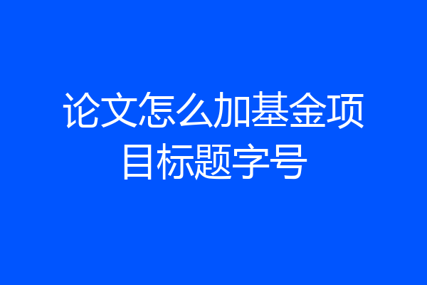 论文怎么加基金项目标题字号