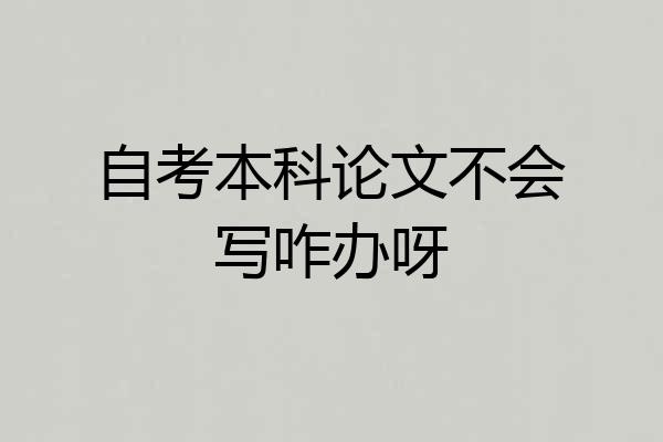 自考本科论文不会写咋办呀