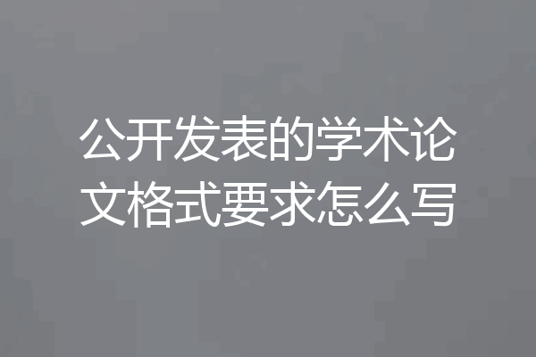 公开发表的学术论文格式要求怎么写