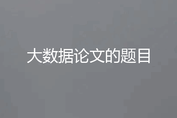 大数据论文的题目