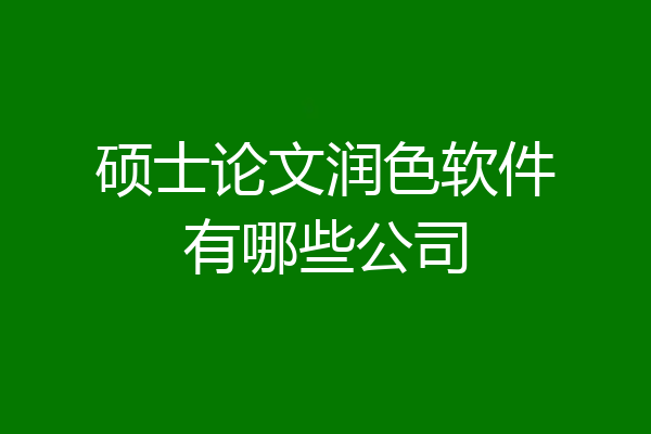 硕士论文润色软件有哪些公司