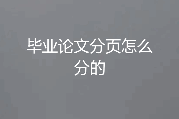 毕业论文分页怎么分的