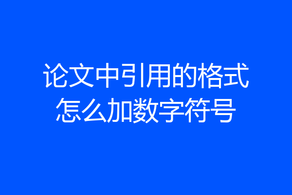 论文中引用的格式怎么加数字符号