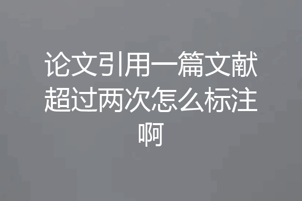论文引用一篇文献超过两次怎么标注啊