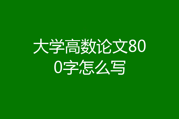 大学高数论文800字怎么写