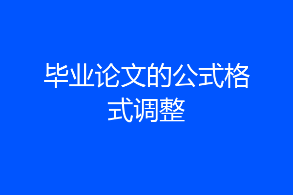 毕业论文的公式格式调整