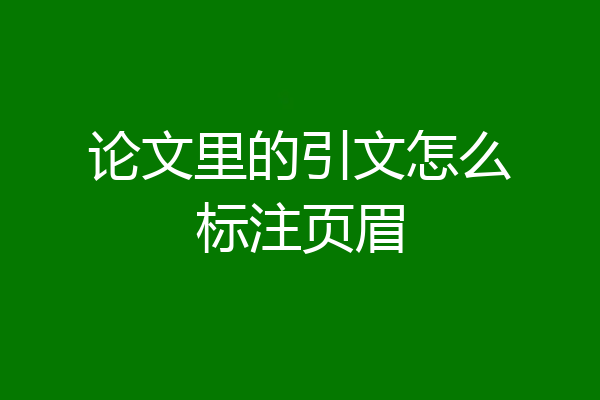 论文里的引文怎么标注页眉