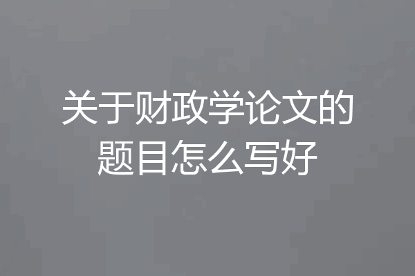 关于财政学论文的题目怎么写好