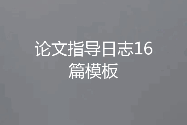 论文指导日志16篇模板