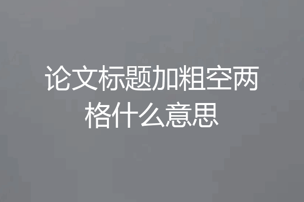 论文标题加粗空两格什么意思