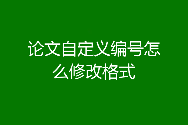 论文自定义编号怎么修改格式