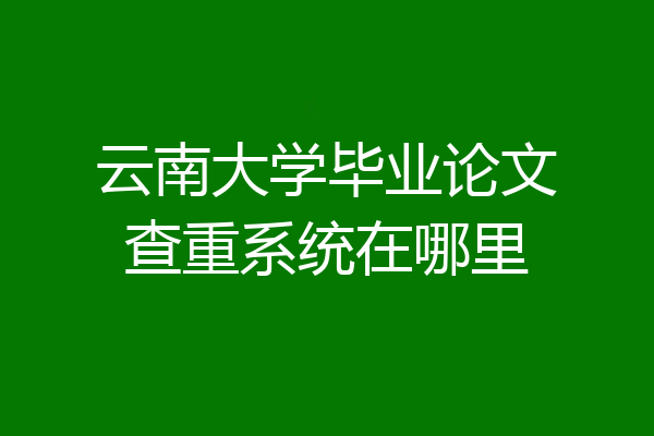 云南大学毕业论文查重系统在哪里