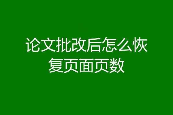 论文批改后怎么恢复页面页数