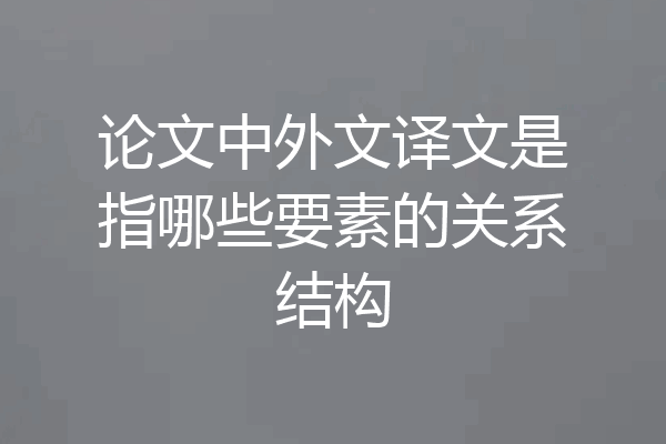 论文中外文译文是指哪些要素的关系结构