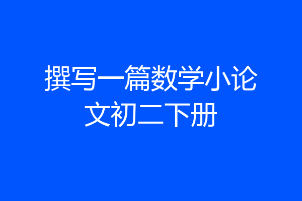 撰写一篇数学小论文初二下册