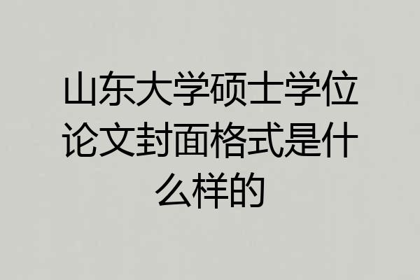 山东大学硕士学位论文封面格式是什么样的
