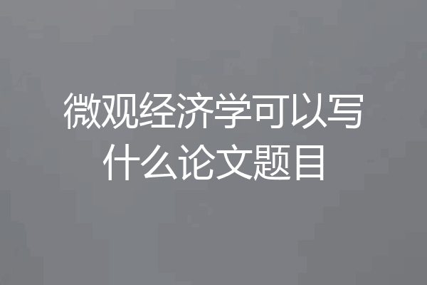 微观经济学可以写什么论文题目