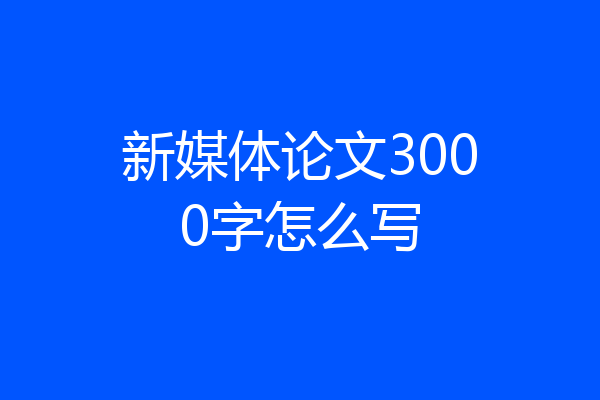 新媒体论文3000字怎么写