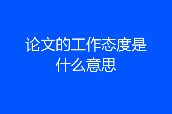 论文的工作态度是什么意思