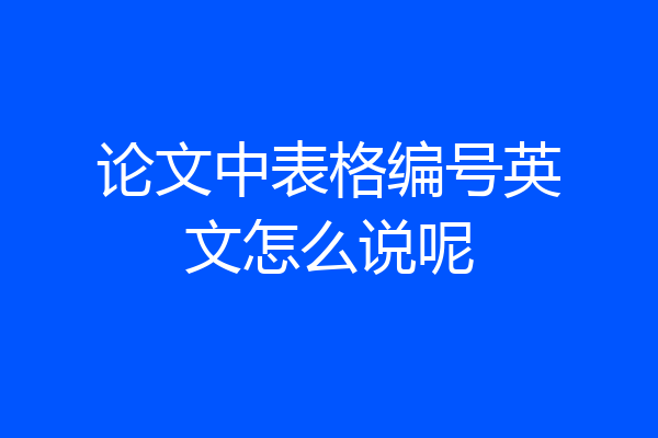 论文中表格编号英文怎么说呢