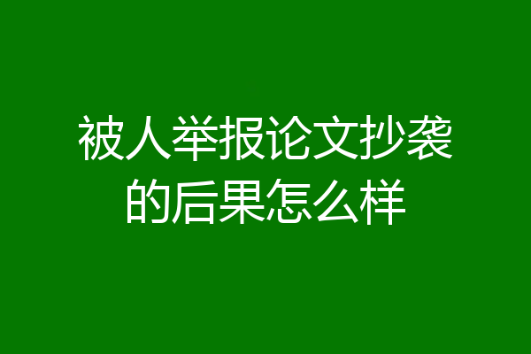被人举报论文抄袭的后果怎么样