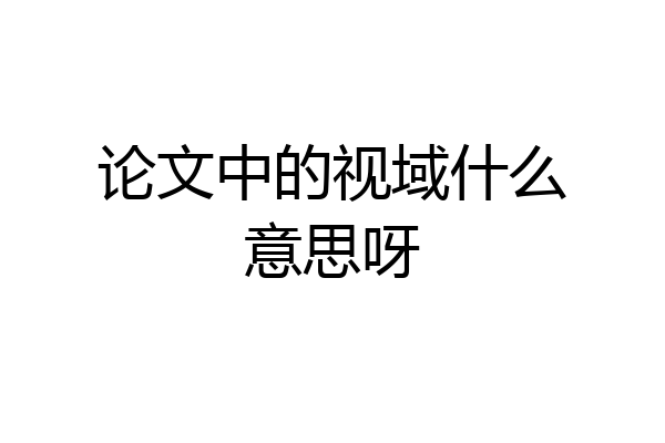 论文中的视域什么意思呀