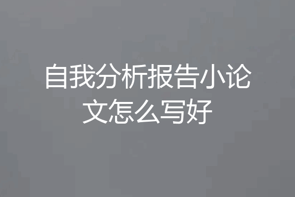 自我分析报告小论文怎么写好