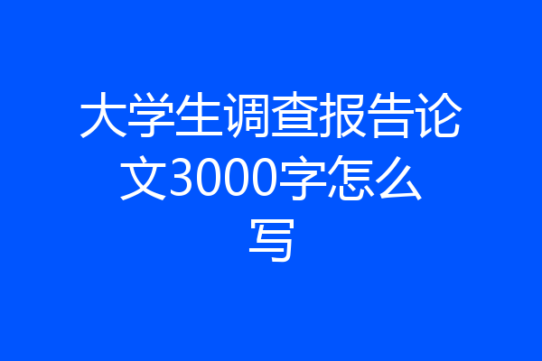 大学生调查报告论文3000字怎么写