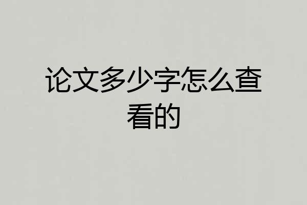 论文多少字怎么查看的