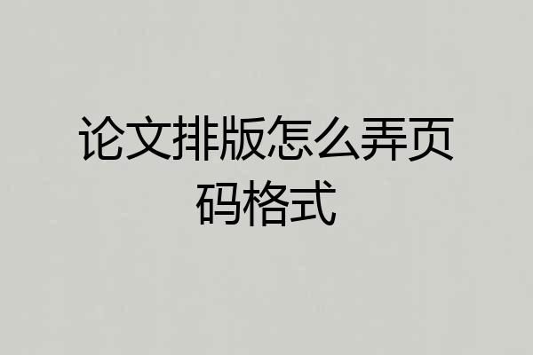 论文排版怎么弄页码格式
