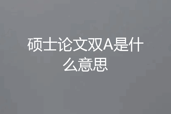 硕士论文双A是什么意思