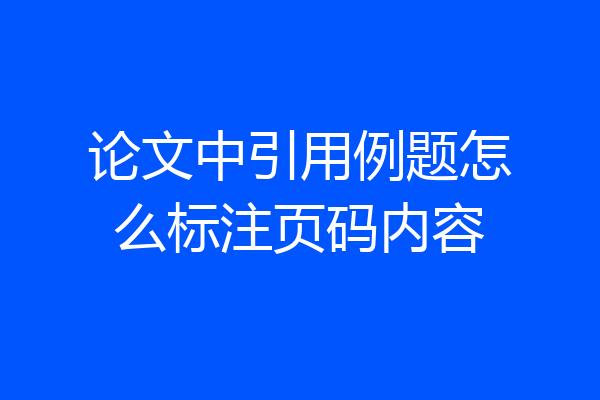 论文中引用例题怎么标注页码内容