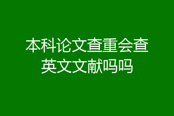 本科论文查重会查英文文献吗吗