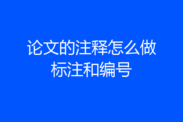 论文的注释怎么做标注和编号