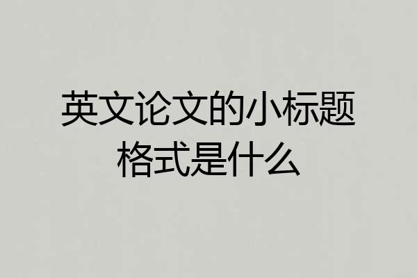 英文论文的小标题格式是什么