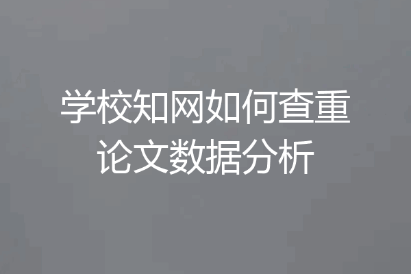 学校知网如何查重论文数据分析