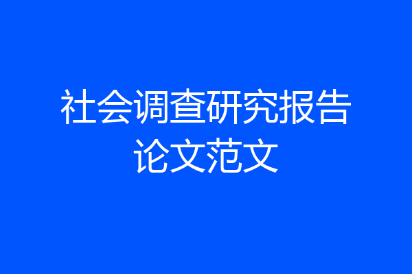 社会调查研究报告论文范文