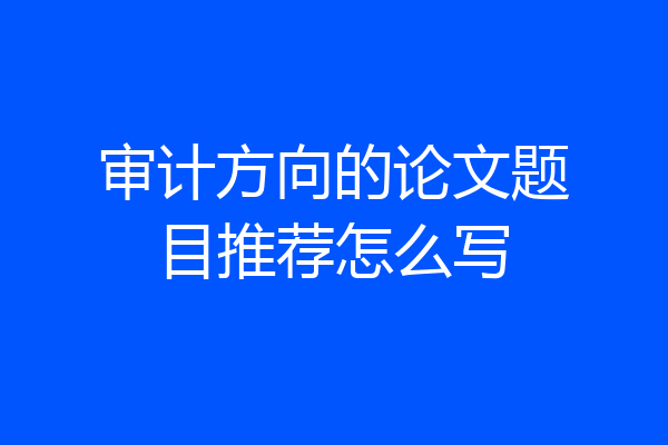 审计方向的论文题目推荐怎么写