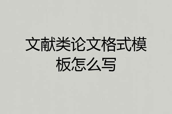 文献类论文格式模板怎么写