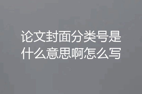 论文封面分类号是什么意思啊怎么写