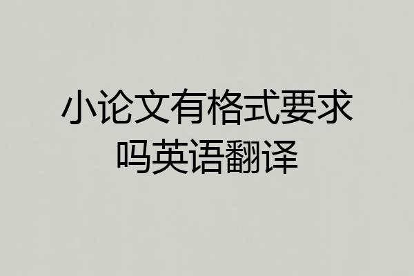 小论文有格式要求吗英语翻译
