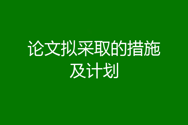 论文拟采取的措施及计划