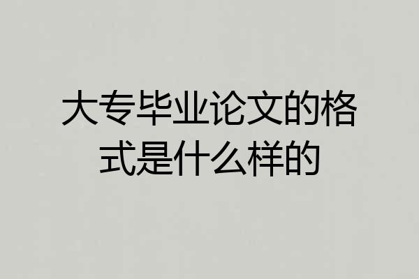 大专毕业论文的格式是什么样的
