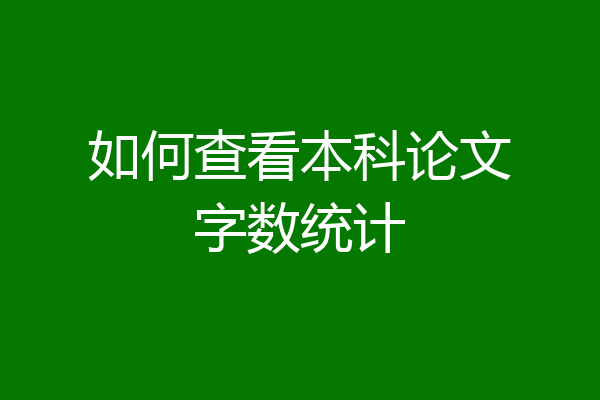 如何查看本科论文字数统计