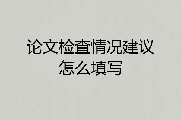 论文检查情况建议怎么填写